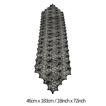 Halloween Spider Web Table Runner, Cloth Fireplace Cover, Tablecloth or Lamp Shade, Striped and Solid Designs - product view 3