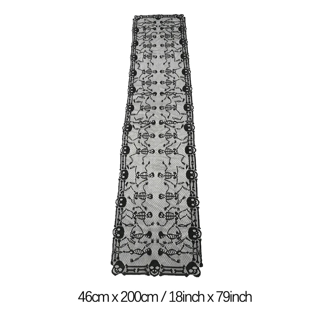 Halloween Spider Web Table Runner, Cloth Fireplace Cover, Tablecloth or Lamp Shade, Striped and Solid Designs - product view 4