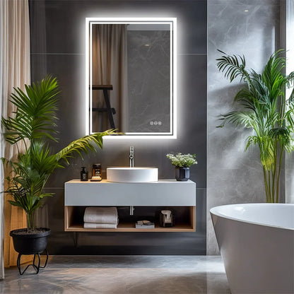 LED Bathroom Mirror, Backlit Dimmable Rectangle with Touch Sensor and Anti-Fog, 36×24 Inch Modern Wall Mirror - product view 2