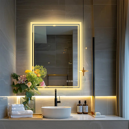 LED Bathroom Mirror, Backlit Dimmable Rectangle with Touch Sensor and Anti-Fog, 36×24 Inch Modern Wall Mirror - product view 5
