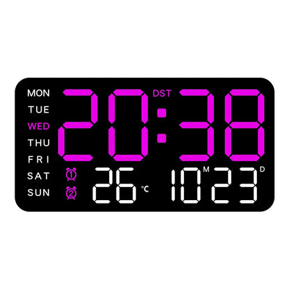Digital Alarm Clock, Time Date Temperature Week Display, Dual Alarms, USB Power, Voice Wake-Up, 5-Level Brightness, Wall or Table Use - product view 1