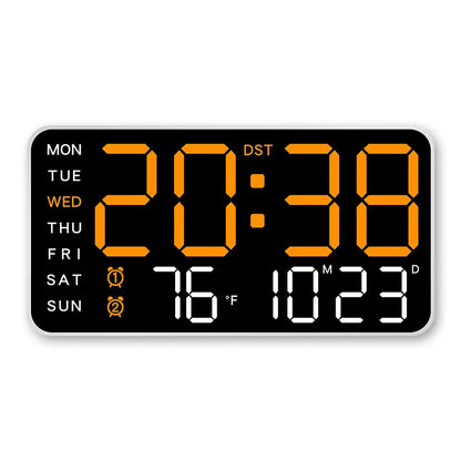 Digital Alarm Clock, Time Date Temperature Week Display, Dual Alarms, USB Power, Voice Wake-Up, 5-Level Brightness, Wall or Table Use - product view 6