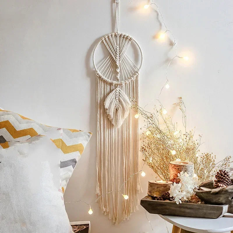Macrame Dream Catcher Wall Tapestry, Textile Fabric, Pastoral Style, XL Hanging Décor for Bedroom and Nursery - product view 2