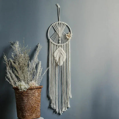 Macrame Dream Catcher Wall Tapestry, Textile Fabric, Pastoral Style, XL Hanging Décor for Bedroom and Nursery - product view 3