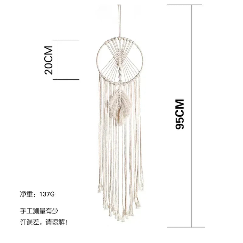 Macrame Dream Catcher Wall Tapestry, Textile Fabric, Pastoral Style, XL Hanging Décor for Bedroom and Nursery - product view 6