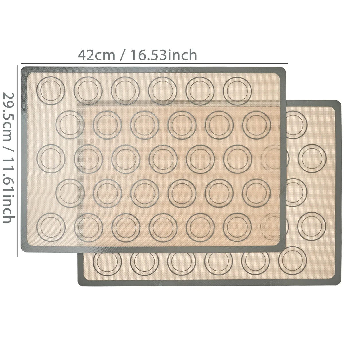 Reusable Silicone Baking Mat Set, 2 Pieces, 42 × 29.5 cm, Nonstick Oven Liners for Cookies and Bread - product view 1