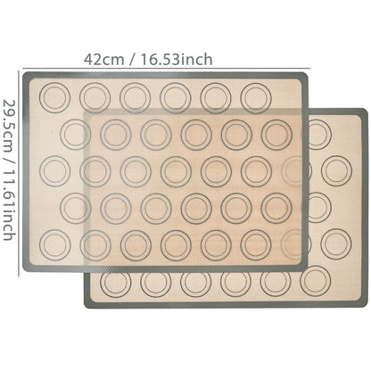 Reusable Silicone Baking Mat Set, 2 Pieces, 42 × 29.5 cm, Nonstick Oven Liners for Cookies and Bread - product view 1