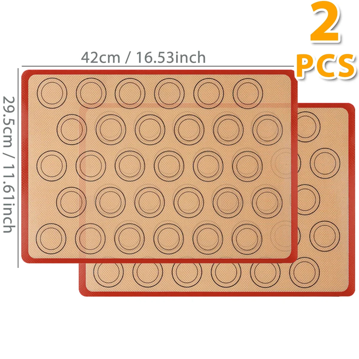 Reusable Silicone Baking Mat Set, 2 Pieces, 42 × 29.5 cm, Nonstick Oven Liners for Cookies and Bread - product view 2