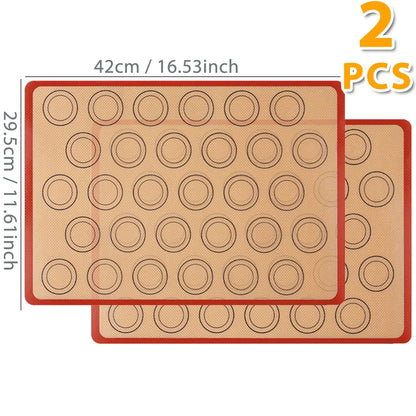 Reusable Silicone Baking Mat Set, 2 Pieces, 42 × 29.5 cm, Nonstick Oven Liners for Cookies and Bread - product view 2