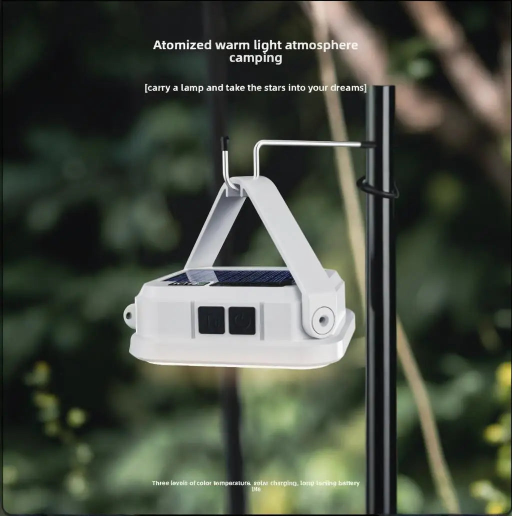 Solar Rechargeable LED Camping Lantern, 450LM Output, 5W Power, Phone Charging, Battery Display and Hanging Hook - product view 1