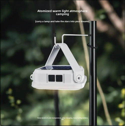 Solar Rechargeable LED Camping Lantern, 450LM Output, 5W Power, Phone Charging, Battery Display and Hanging Hook - product view 1