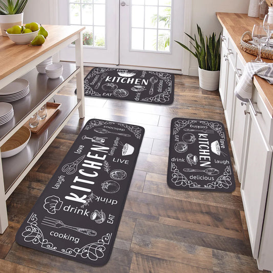 Washable Non-Slip Kitchen Mat, Absorbent Waterproof Cartoon Polyester Floor Rug with Rubber Backing, Multiple Sizes - product view 1
