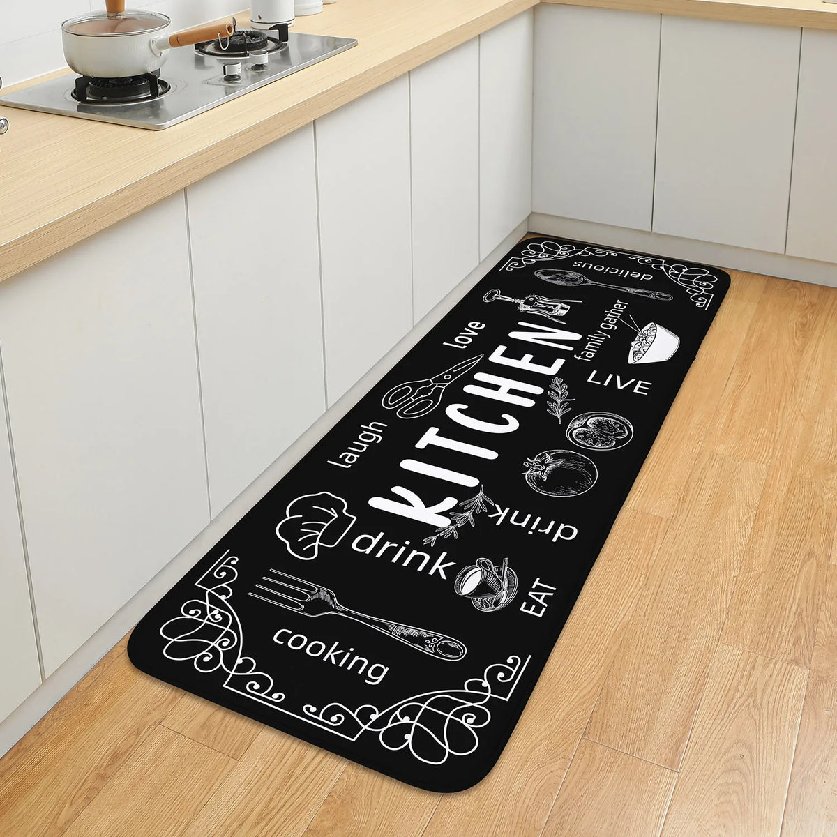 Washable Non-Slip Kitchen Mat, Absorbent Waterproof Cartoon Polyester Floor Rug with Rubber Backing, Multiple Sizes - product view 3