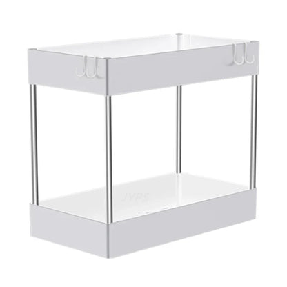 Under Sink Organizer, 2-Tier ABS Storage Rack with Pull-Out Drawer, White or Black, 1-Piece or 2-Piece Set - product view 1