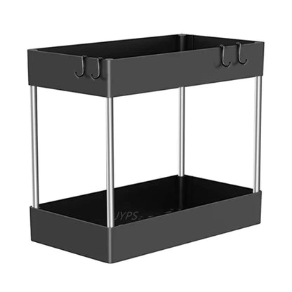 Under Sink Organizer, 2-Tier ABS Storage Rack with Pull-Out Drawer, White or Black, 1-Piece or 2-Piece Set - product view 2