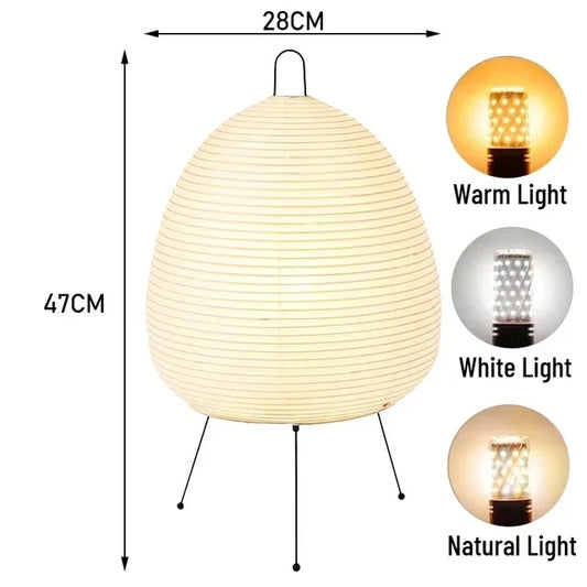 Nordic Rice Paper Floor Lamp, Hand-Knitted Iron C-Shade Standing Light, E27 LED, 123cm Height with Table Lamp Option - product view 1