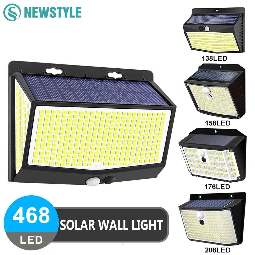 Solar Fence Light, LED Outdoor Wall Lamp, 138–468 LED Options, 3.7V Battery, Contemporary Yard Lighting - product view 6