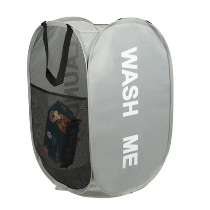 Foldable Mesh Laundry Basket, Wide-Opening Pop-Up Hamper with Reinforced Handles, Breathable Polyester Storage in Four Colors - product view 2