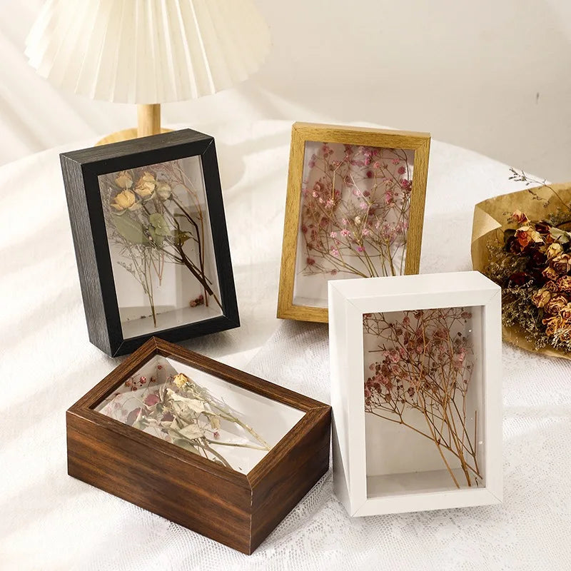 Floating Photo Frame, 5cm Deep MDF and Glass Display, Rectangle or Square Sizes for Dried Flowers and Keepsakes - product view 6