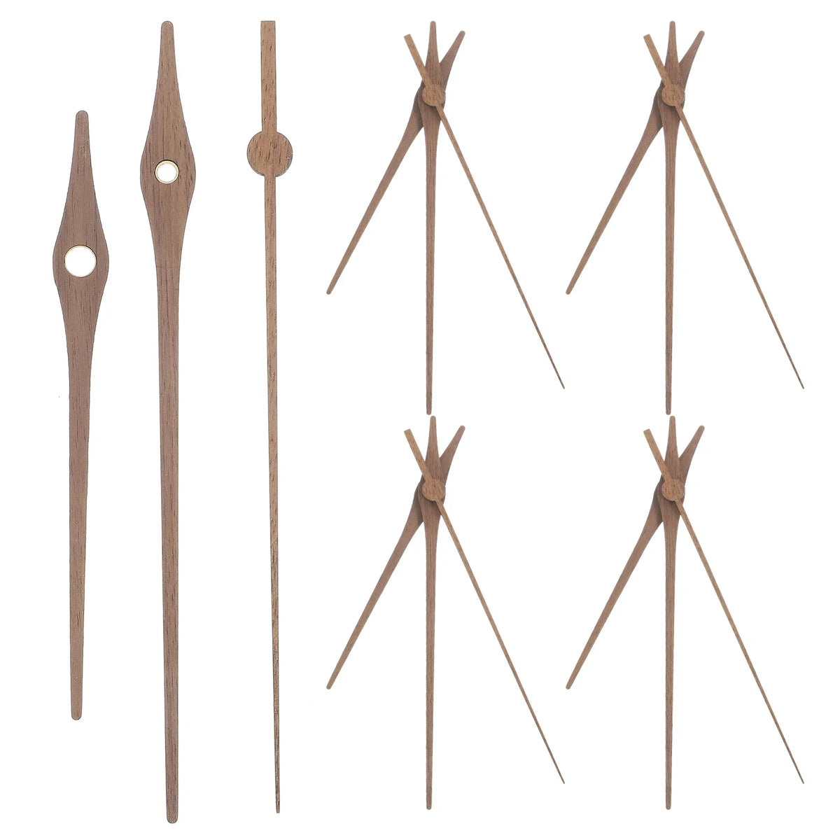 Wooden Clock Hands Set, 5 Sets, Bamboo and Wood, Swingable DIY Replacement Hands for 12-Inch Wall Clocks - product view 1