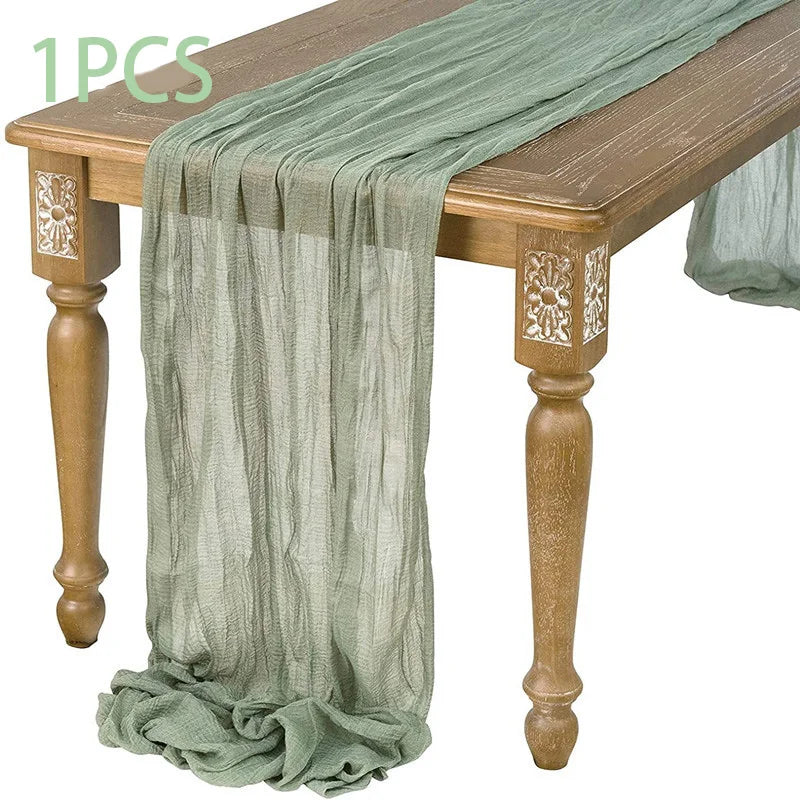 Gauze Table Runner, Solid Voile in 90x180, 90x300 or 90x400cm for Wedding, Holiday and Home Tables - product view 6