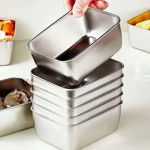 6-Piece Stainless Steel Food Storage Containers with Lids, Leakproof Stackable Reusable Set for School, Camping and Picnics - product view 1