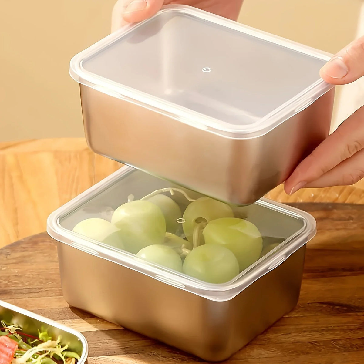 6-Piece Stainless Steel Food Storage Containers with Lids, Leakproof Stackable Reusable Set for School, Camping and Picnics - product view 6