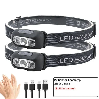 USB-C Rechargeable LED Headlamp, High and Low Lighting Modes, Hands-Free Outdoor Light with Water Resistance - product view 3