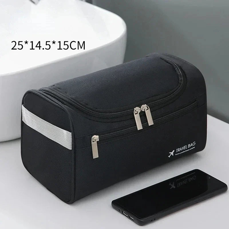 Hanging Toiletry Bag, Water-Resistant Travel Organizer with Folding Hook, Zipper Compartments, 25 × 14.5 × 15 cm for Travel - product view 2