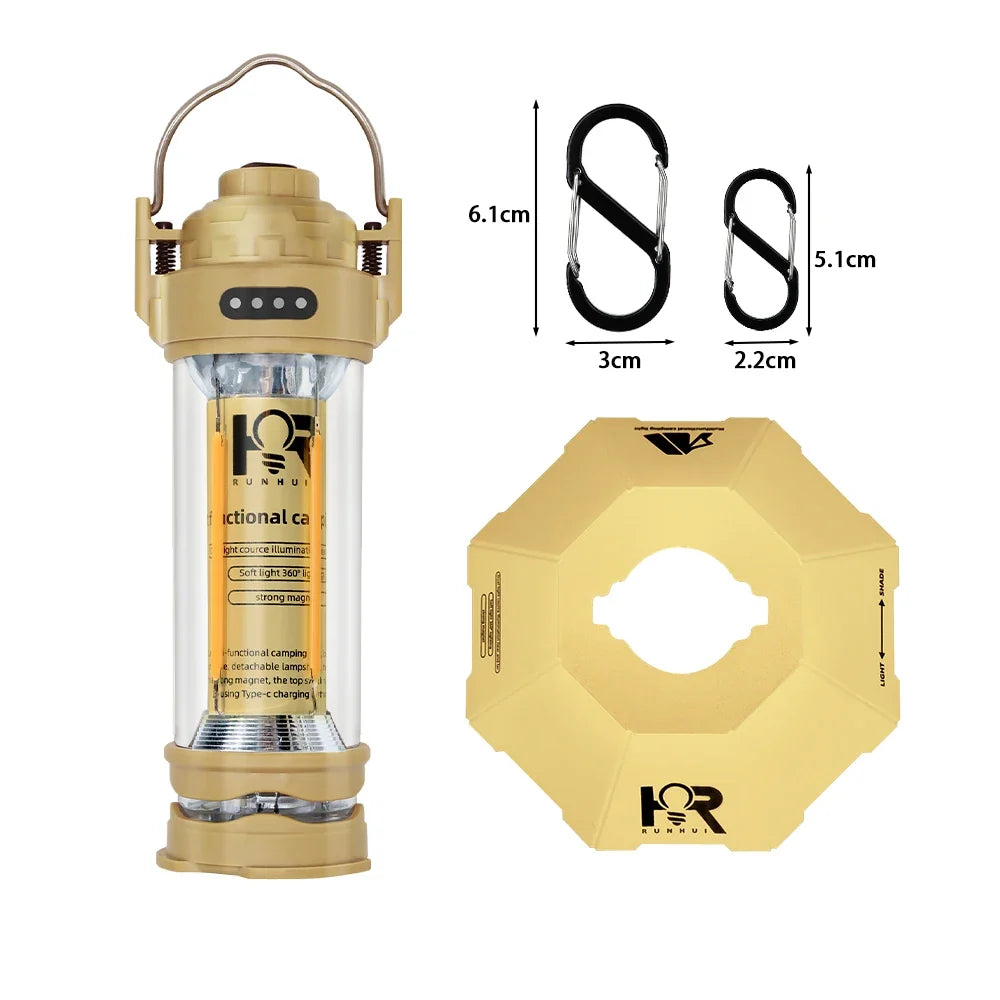 Rechargeable Camping Lantern, 3000 mA 18650 Lithium Battery, Stepless Dimming, 3100K Light, IPX6 Waterproof - product view 2