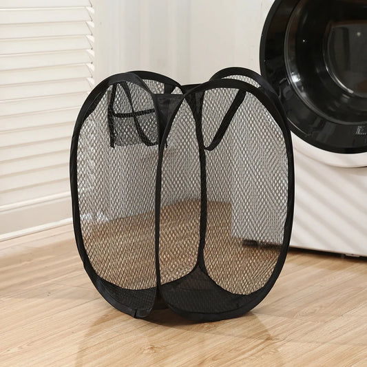 Collapsible Mesh Laundry Basket, Portable Polyester Clothes Hamper with Handles for Clothes, Toys, Travel and Storage - product view 1