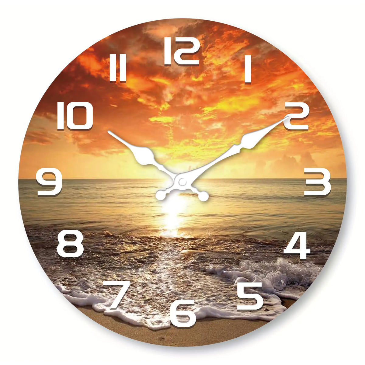 Bamboo and Wood Beach Wall Clock, Circular Silent Quartz Design, 10–16 Inch Size Options for Living Room Décor - product view 1