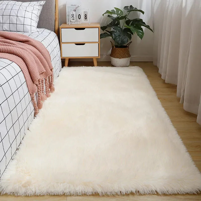 Solid Polyester Rug, Machine-Made Anti-Slip Waterproof Fade-Resistant Floor Carpet in Multiple Sizes for Bedrooms and Living Rooms - product view 4