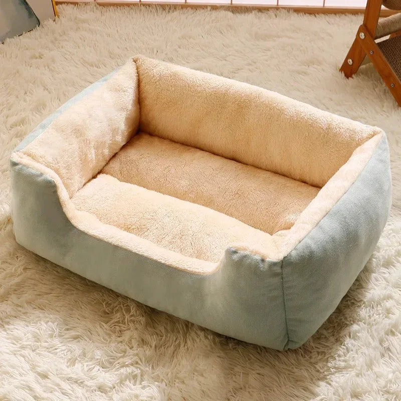 Plush Pet Bed, Breathable Cushion for Cats and Small Pets, Green Gray or Pink, Five Sizes from 45x30cm to 80x60cm - product view 1