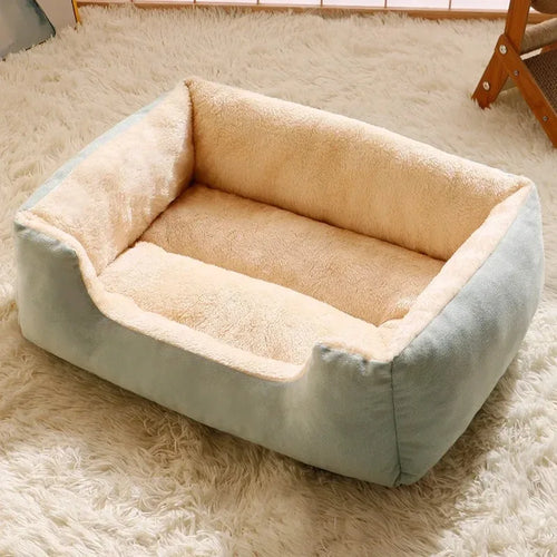 Plush Pet Bed, Breathable Cushion for Cats and Small Pets, Green Gray or Pink, Five Sizes from 45x30cm to 80x60cm - product view 1