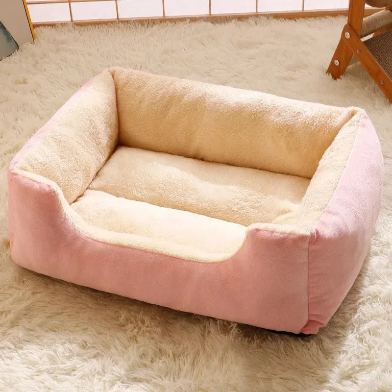 Plush Pet Bed, Breathable Cushion for Cats and Small Pets, Green Gray or Pink, Five Sizes from 45x30cm to 80x60cm - product view 3