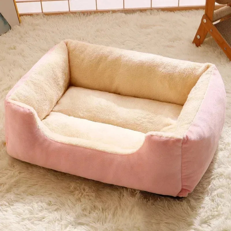 Plush Pet Bed, Breathable Cushion for Cats and Small Pets, Green Gray or Pink, Five Sizes from 45x30cm to 80x60cm - product view 4