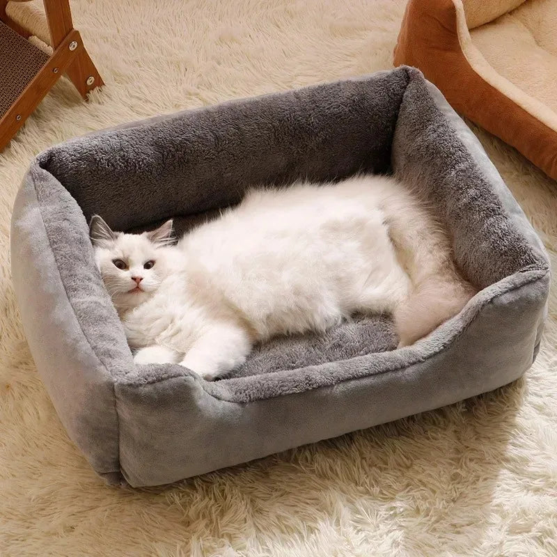 Plush Pet Bed, Breathable Cushion for Cats and Small Pets, Green Gray or Pink, Five Sizes from 45x30cm to 80x60cm - product view 5