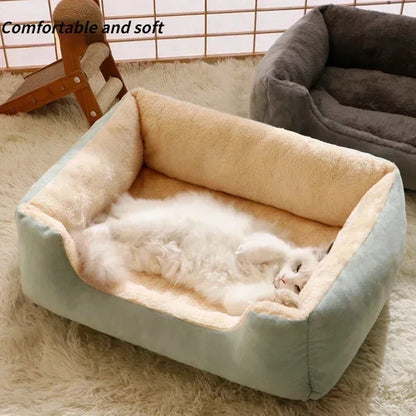Plush Pet Bed, Breathable Cushion for Cats and Small Pets, Green Gray or Pink, Five Sizes from 45x30cm to 80x60cm - product view 6