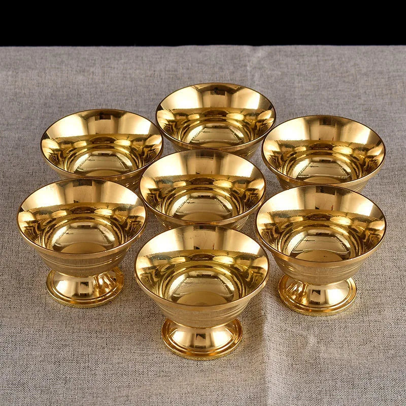 Decorative Bowl Set, 7-Piece Hand-Carved Relief Bowls, 5.7cm Desktop Accent in Light Yellow - product view 2