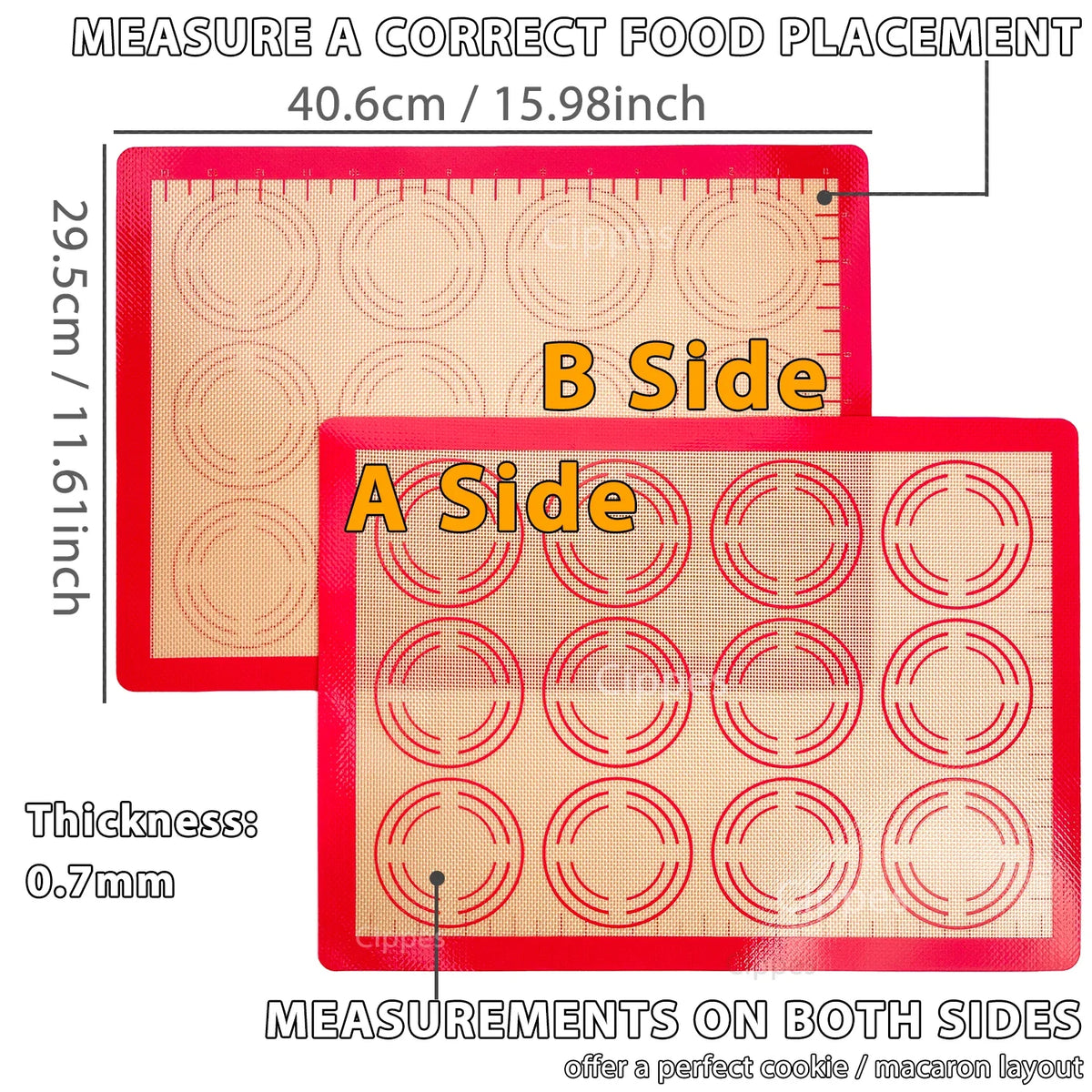 Reusable Silicone Baking Mat with Measurement Guides, Non-Stick Heat-Resistant Sheet for Cookies, Macarons and Pastry, Pink 1pc - product view 1