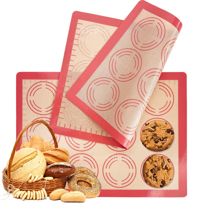 Reusable Silicone Baking Mat with Measurement Guides, Non-Stick Heat-Resistant Sheet for Cookies, Macarons and Pastry, Pink 1pc - product view 2