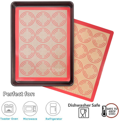 Reusable Silicone Baking Mat with Measurement Guides, Non-Stick Heat-Resistant Sheet for Cookies, Macarons and Pastry, Pink 1pc - product view 3