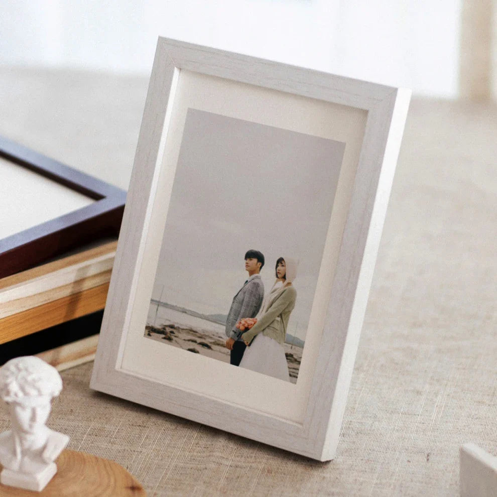 Wooden Photo Frame, Modern Rectangle Design with Clip Back, Wall or Table Display in Multiple Sizes and Frame Colors - product view 1