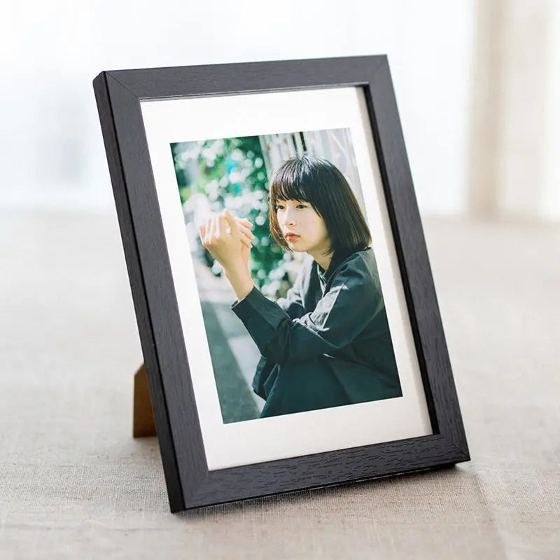 Wooden Photo Frame, Modern Rectangle Design with Clip Back, Wall or Table Display in Multiple Sizes and Frame Colors - product view 2