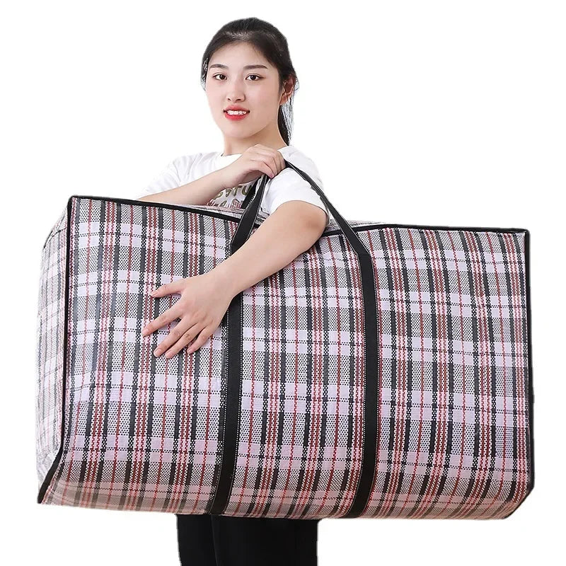 Quilt Storage Bag, Reusable Waterproof Fabric Blanket Organizer with Woven Rectangular Design for Wardrobe, Cabinet and Moving - product view 4