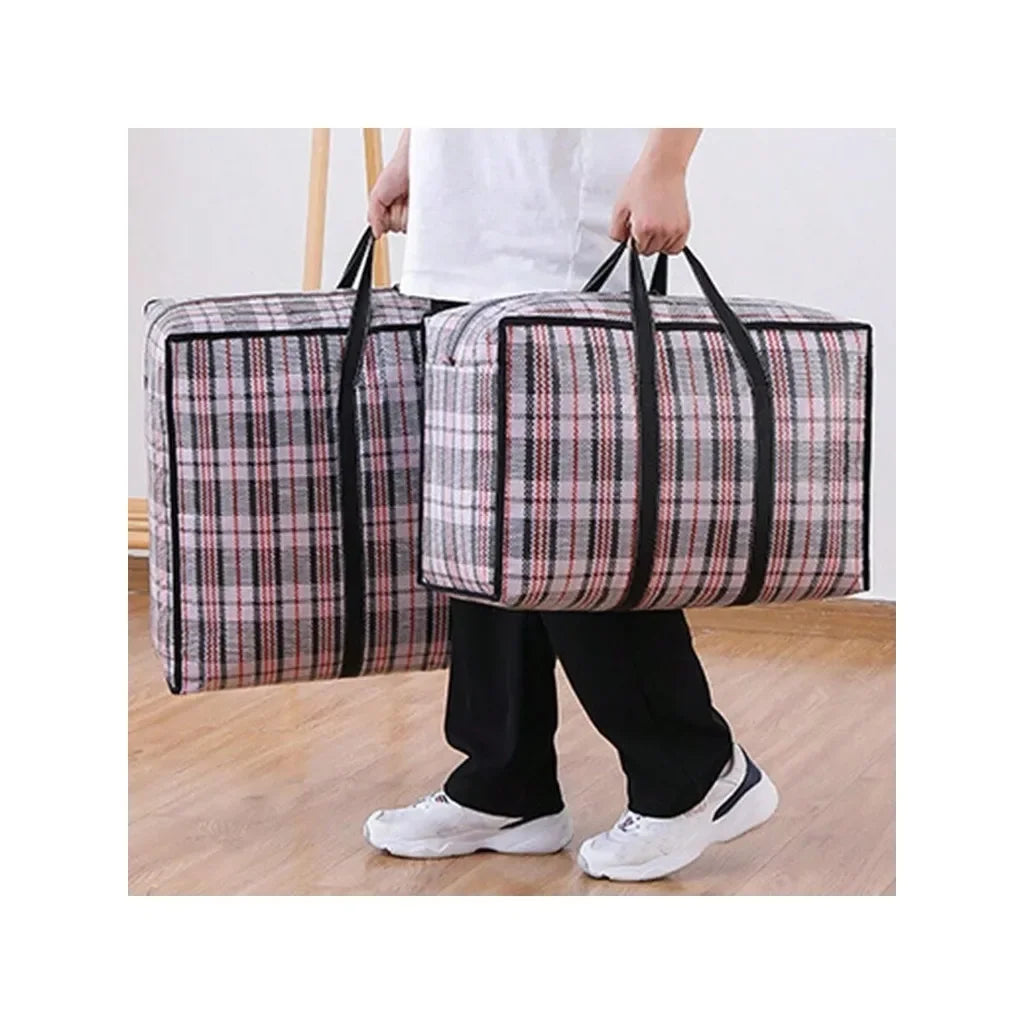 Quilt Storage Bag, Reusable Waterproof Fabric Blanket Organizer with Woven Rectangular Design for Wardrobe, Cabinet and Moving - product view 5