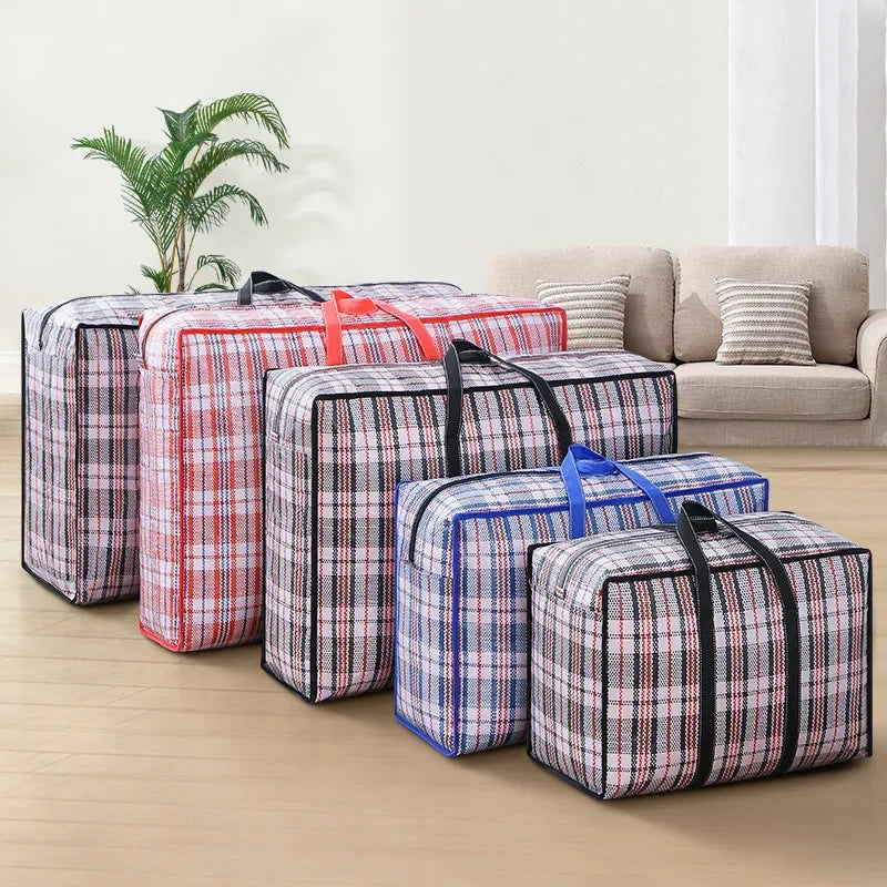 Quilt Storage Bag, Reusable Waterproof Fabric Blanket Organizer with Woven Rectangular Design for Wardrobe, Cabinet and Moving - product view 6