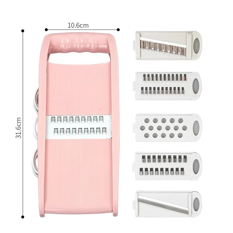 5-in-1 Adjustable Mandoline Slicer, Stainless Steel Vegetable Grater and Julienne Cutter for Kitchen Preparation - product view 4