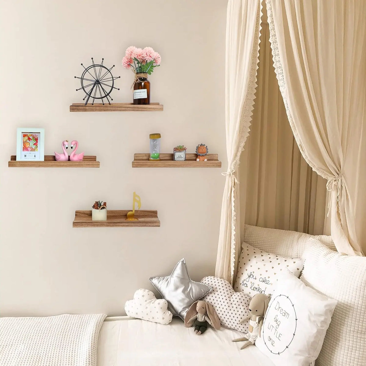 Set of 3 Wooden Picture Ledges, Floating Shelf Display Set, Modern Home Décor for Photos, Books and Small Items - product view 5